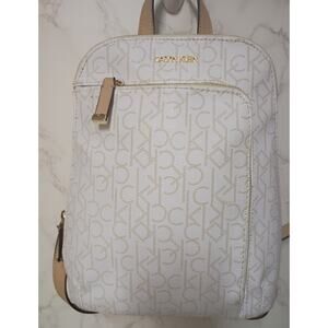 Calvin Klein White Monogram Mini Backpack